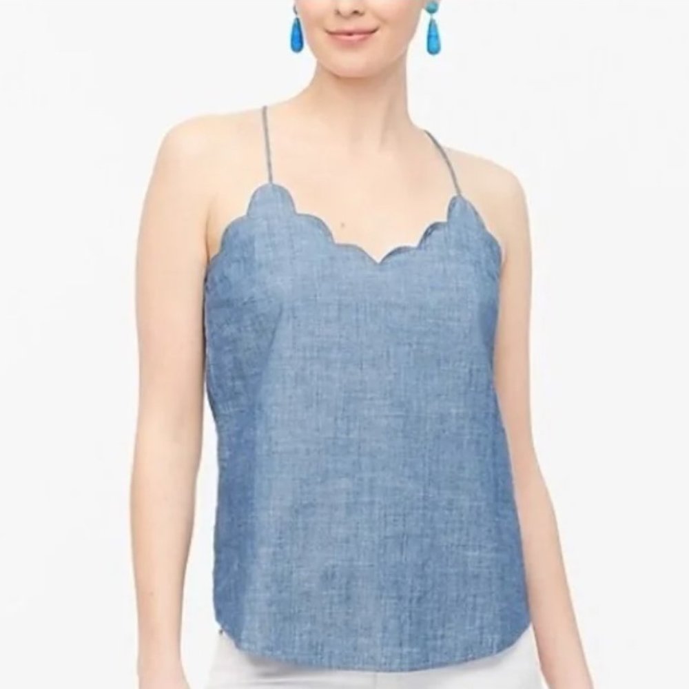 J.Crew Chambray Scalloped Cami Top in Size 6